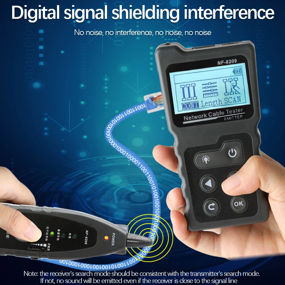 

NOYAFA NF-8209 Scan Cable Wiremap Tester LCD Display Measure Length Lan Cable POE Wire Checker Cat5 Cat6 Test Network Tool
