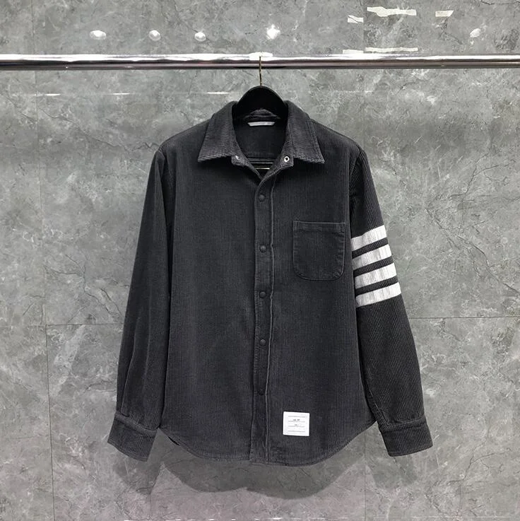 

2022 Fashion New Jacket Men Corduroy Cardigans Clothing Autumn Winter Turn-Down Collar Striped Loose Casual Coat