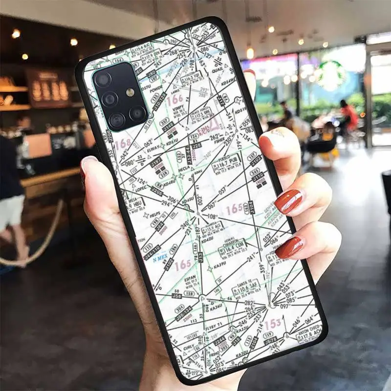 

Aviation Chart Black TPU Soft Phone Case For Samsung A10 A12 A02 A20E M30 A31 A32 A40 A50 S A52 A51 A70 A71 A80 Cover Fundas