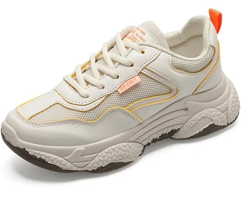 Xiaying Smile new autumn winter Running Shoes Female outdoor Sports Shoes lace up lightweight women shoe popular athletic shoes - Цвет: beige