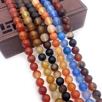 1 strand agate loose beads strand natural semi precious stone 6 10mm round shape diy for making necklace earrings 6 colors