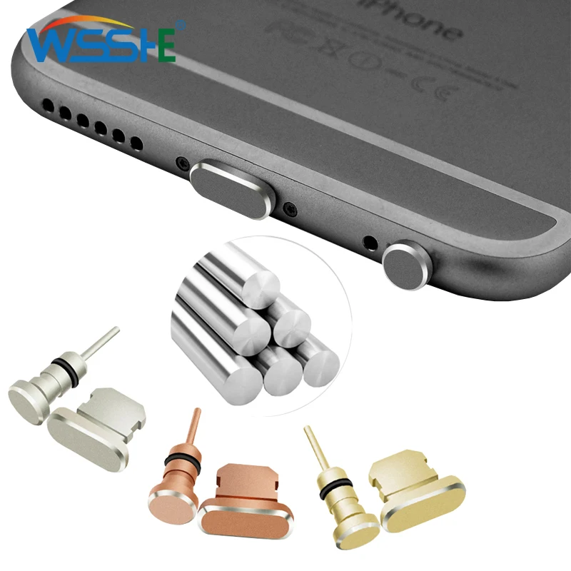 Металлический Micro USB зарядный порт + для наушников пылезащитный Разъем iPhone 8 7 6 6S Plus