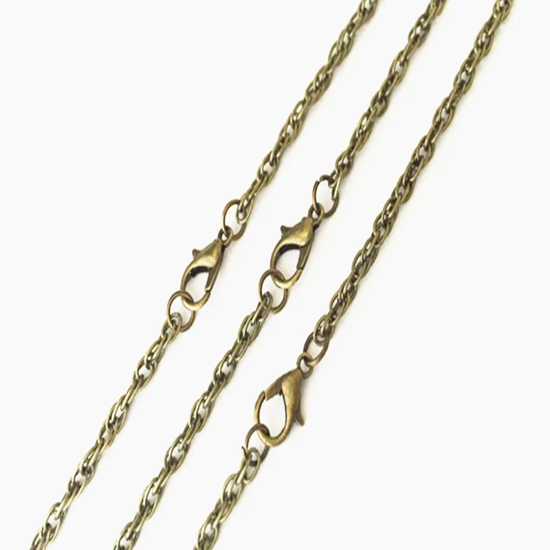 3 мм античная бронза спиральное ожерелье цепь с застежкой омар кулон аксессуары