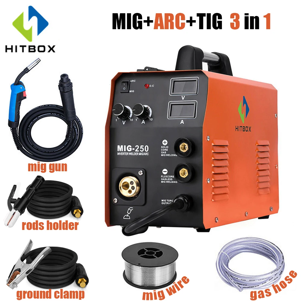 HITBOX Mig сварочный аппарат полуавтоматический Synergy 220 В Tig Arc инвертор аргон CO2
