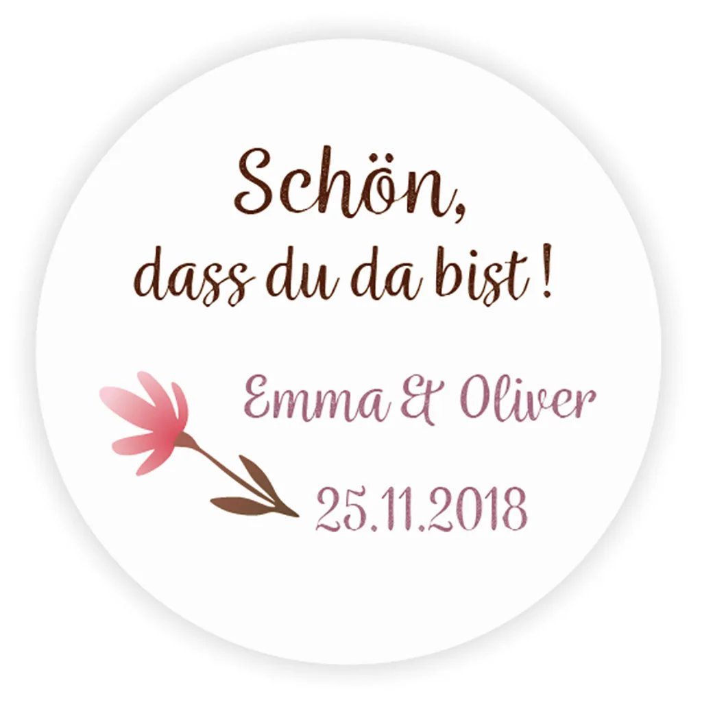 

DouxArt 100 pcs Custom Personalized, Schon dass du da bist Wedding Stickers, 40mm Wedding Communion Label Envelopes Seals P123