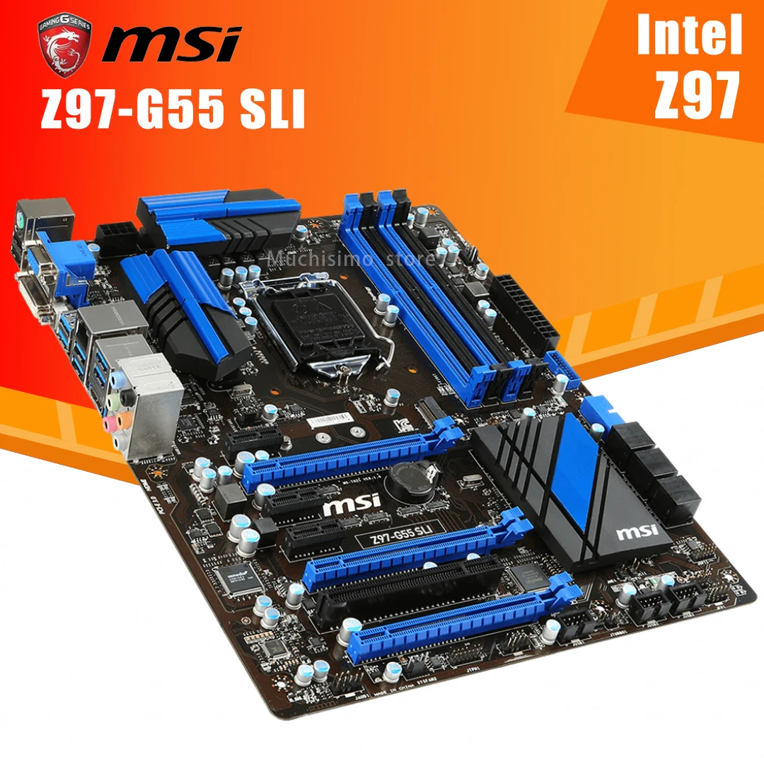 Preise LGA 1150 MSI Z97-G55 SLI Motherboard DDR3 32GB PCI-E 3,0 M.2 VGA DVI I7 I5 I3 PCI-E X16 Desktop Z97 Placa-Mãe 1150 ATX Verwendet