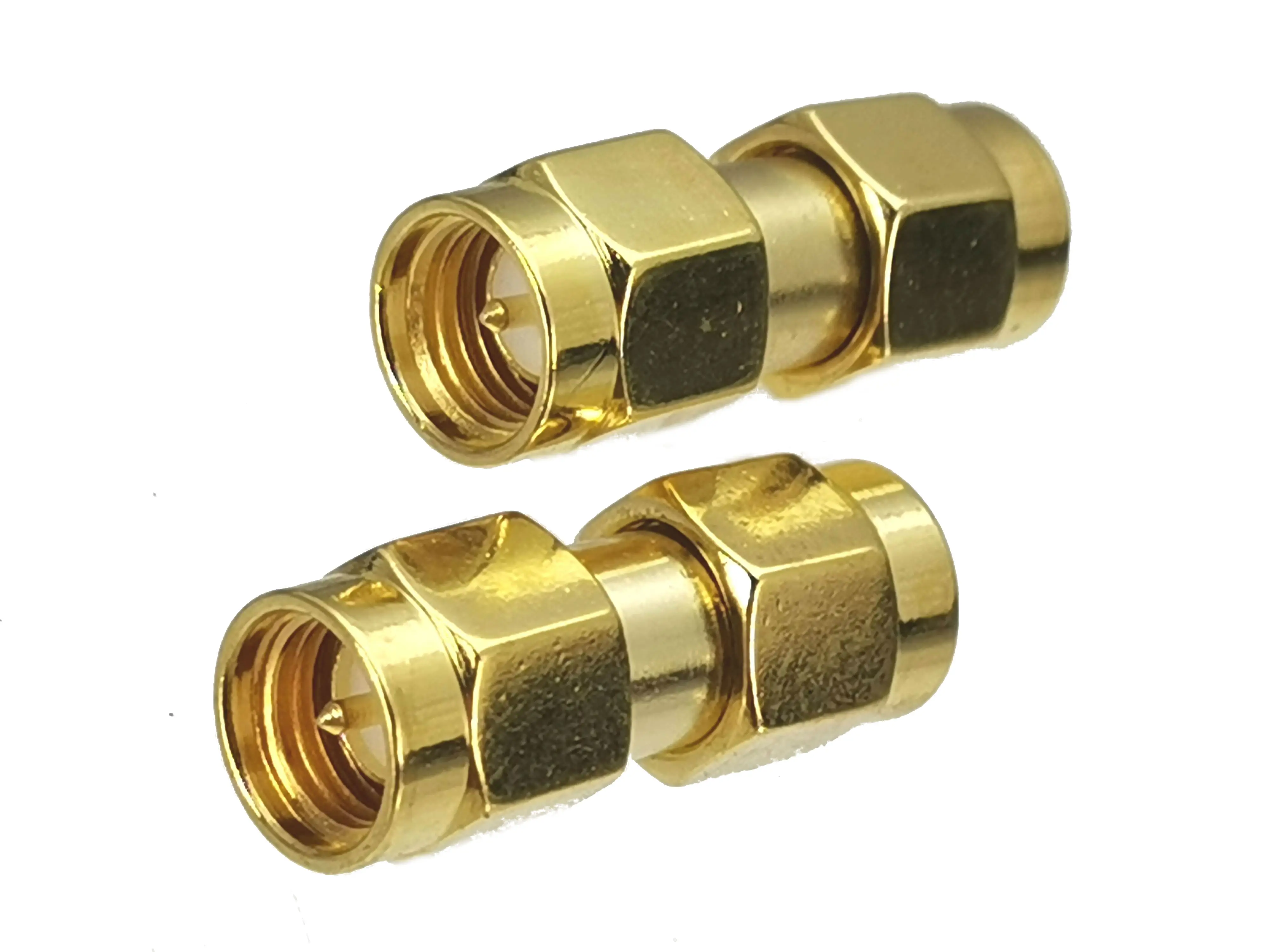10pcs Connector Adapter SMA Male Plug to SMA Male Plug RF Coaxial Converter Straight New Brass