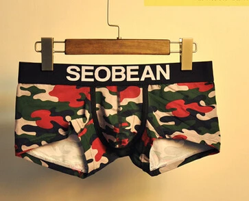 SEOBEAN мужские хлопковые боксеры камуфляжные сексуальные нижнее белье размера