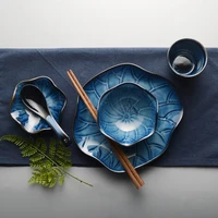 gradient cuisine set bowl soup plate japanese tableware lotus leaf plate sushi tea bowl 5 grains