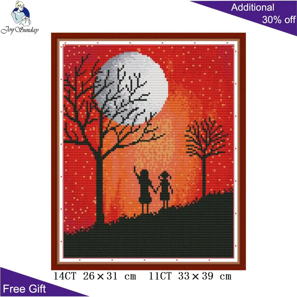 

Joy Sunday Inherited RA361 14CT 11CT Counted and Stamped Home Decor Baby Boy And Girl Embroidery DIY Cross Stitch kits