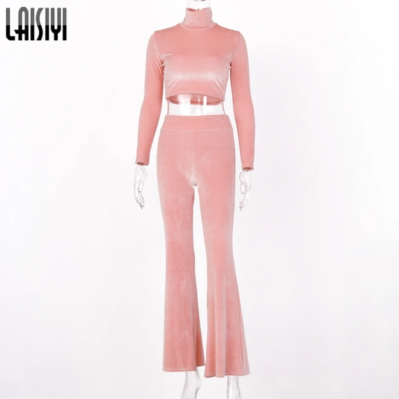 Pink LAISIYI Мода Змея 2 комплект из двух предметов для женщин осень зима одно плечо укороченный топ Высокая талия юбка Сексуальная Клубная одежда костюмы с принтом - Цвет: Pink