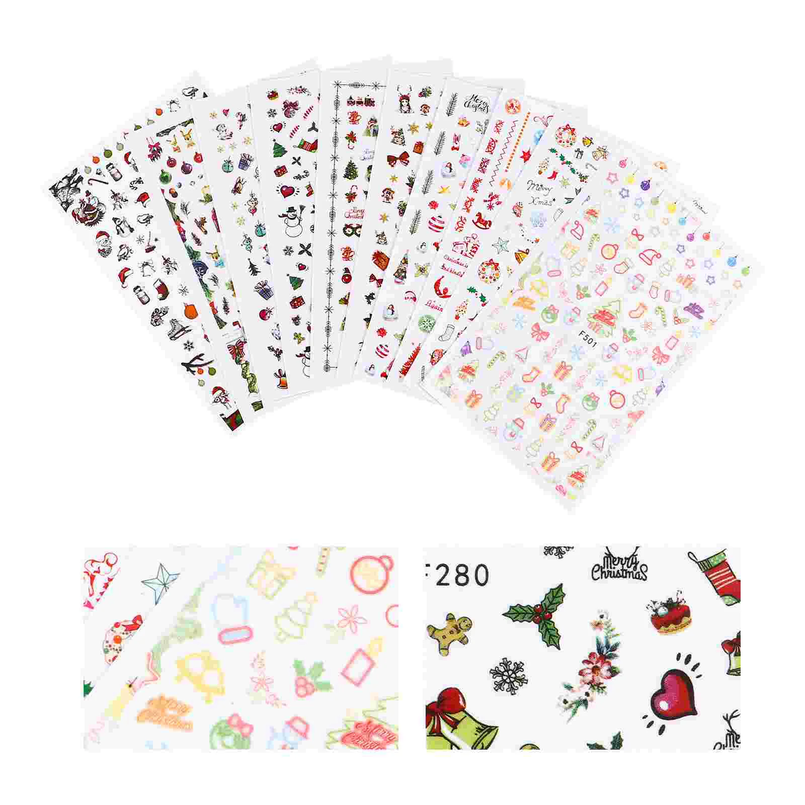 

10 листов рождественских наклеек для дизайна ногтей Снежинка Лось наклейка с полным покрытием Декор