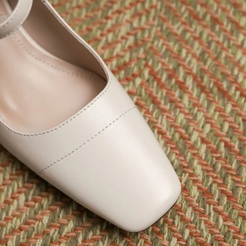 

ALLBITEFO high quality soft genuine leather women heels shoes square toe spring fashion leisure high heel shoes high heels