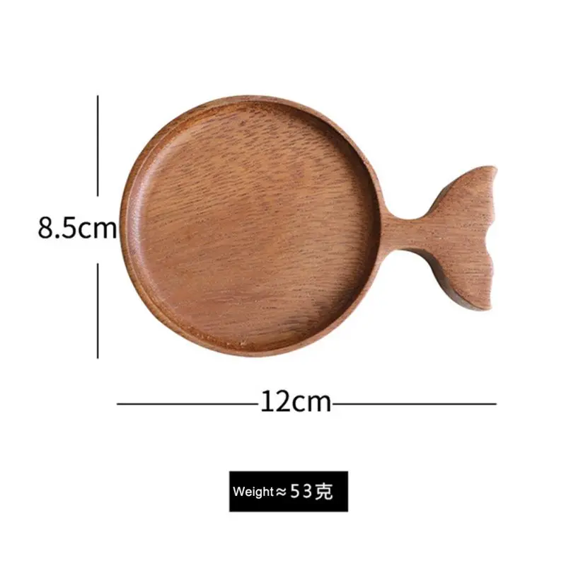 

s Acacia Wooden Fish-shaped Sauce On Wooden Plate