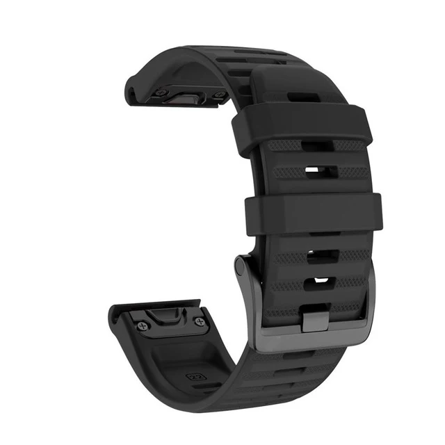 Черный Ремешок для часов 26 22 20 мм ремешок для Garmin Fenix 5X6X6 6S Pro 5 5S Plus 3 3HR часы быстросъемный силиконовый ремешок Easyfit - Цвет: Черный