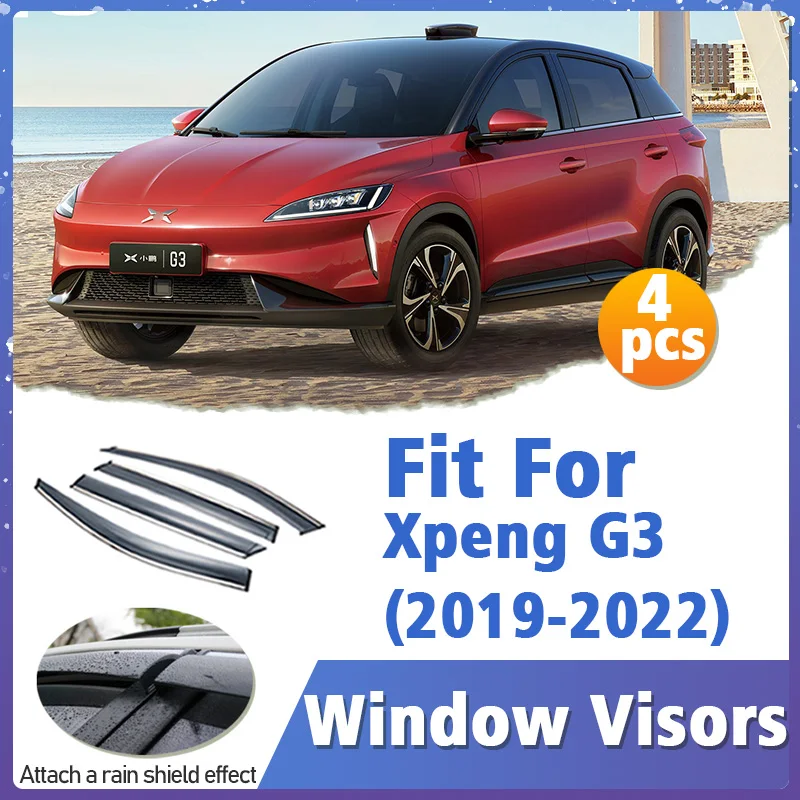 Window Visor Guard for Xpeng G3 Xiaopeng G3 2019-2022 Vent Cover Trim Awnings Shelters Protection Sun Rain Deflector Accessories
