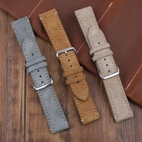 genuine suede leather watchband 18mm 20mm 22mm 24mm vintage handmade stitching strap for men women watch replacement