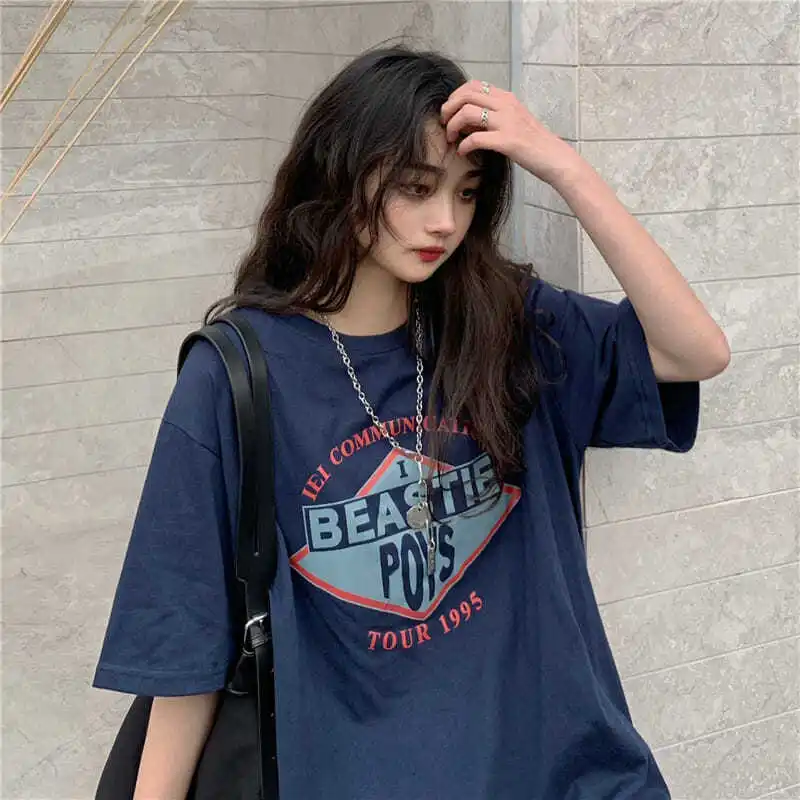 

Summer new BF style cotton short sleeve T-shirt for female students