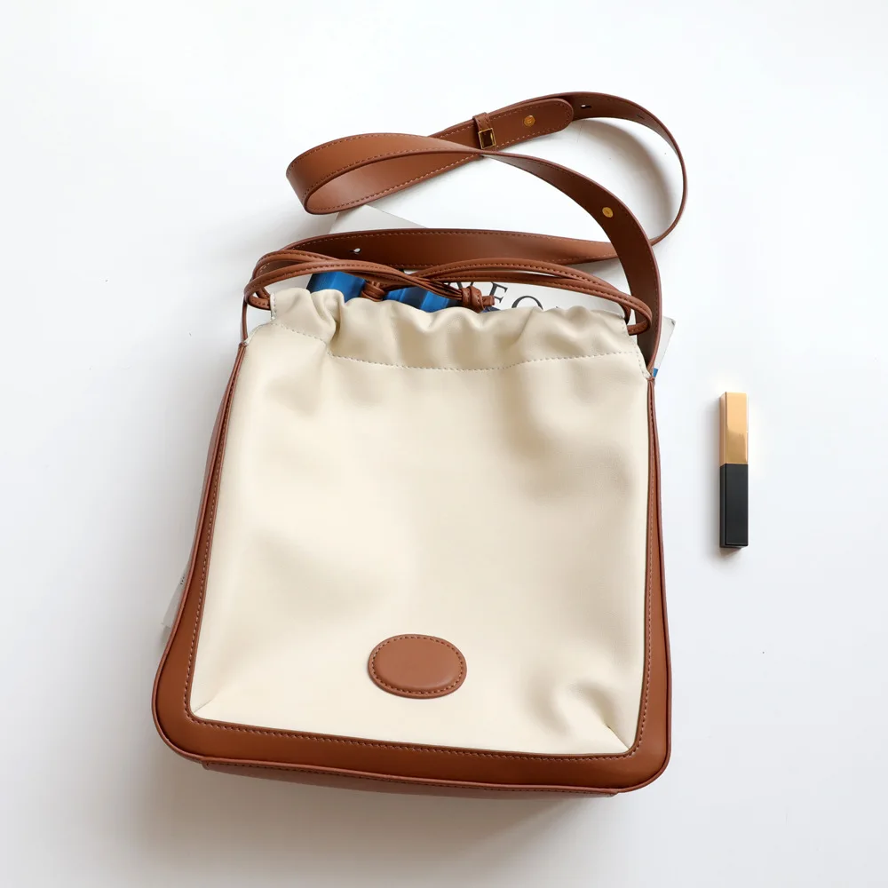 

Soft Genuine Leather Handbag for Women Patchwork Style Cowhide Casual Tote Female Office Shoulder Bag Fashion Purse 2021 New