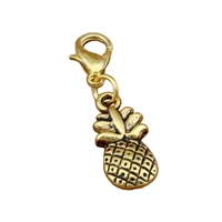 100pcs antique gold pineapple fruit charm bead with lobster clasp fit charm bracelet jewelry diy 8 8x33 5mm a 282n