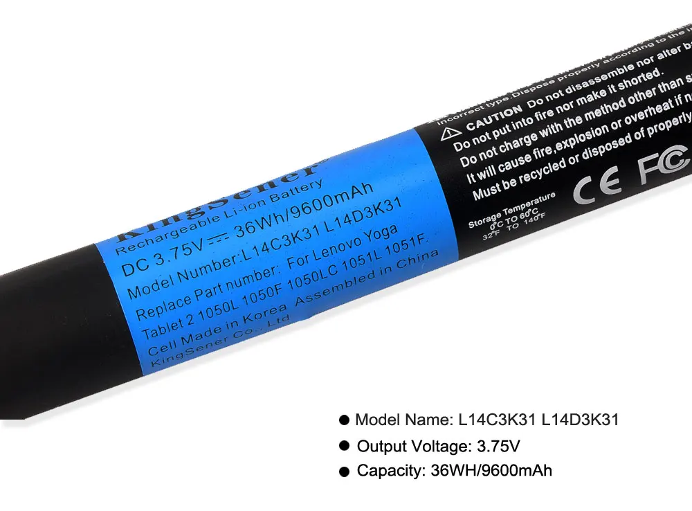 Аккумулятор KingSener L14C3K31 для планшета Lenovo Yoga 2 1050L 1050F 2-1050F 2-1051F 2-1050L 2-1050LC 2-1051L L14D3K31 |
