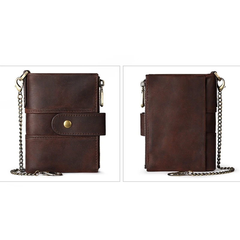 

Кожаный чехол-портмоне для Для мужчин с анти-кражи цепи блокировки радиочастотной идентификации, Hasp двойные мульти держатель для карт боль...