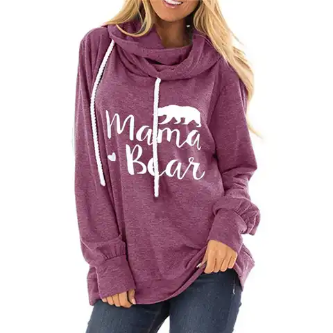 Women Hoodies Loose Cotton Pullover Hoodie Mama Bear Letter Print Sweatshirt Casual Hoody Ladies 2022 Autumn Winter Hooded Tops