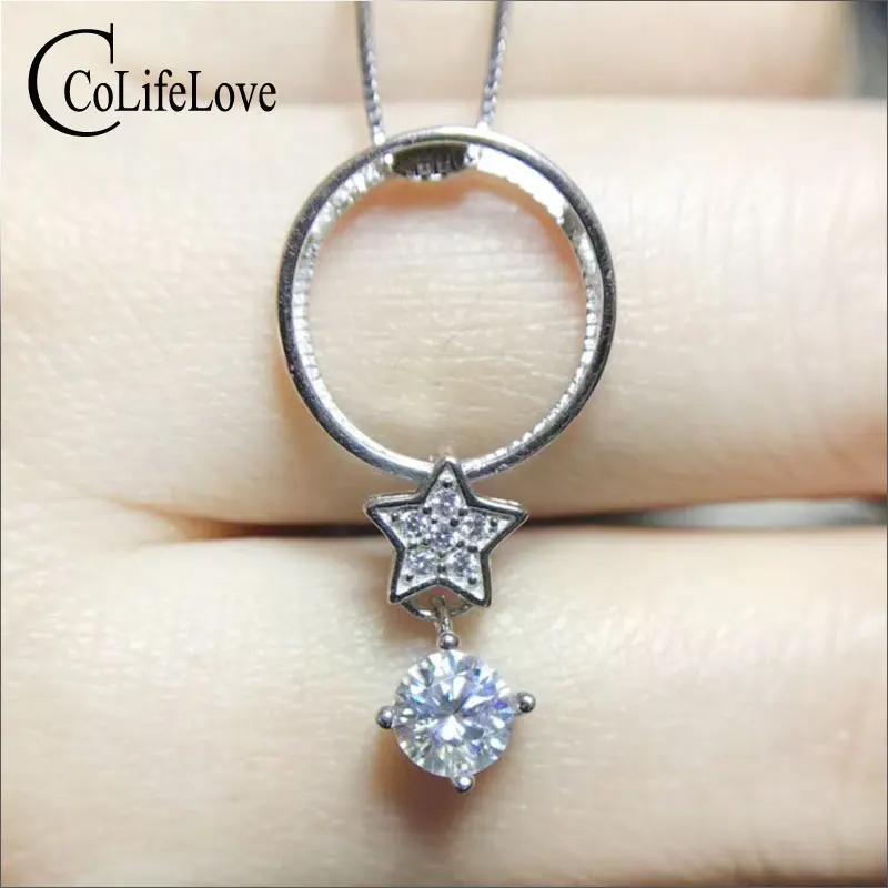 Женский кулон в виде звезды с муассанитом серебряное ожерелье 925 ctVVS ювелирные