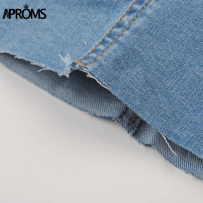 Aproms, черные, синие джинсовые шорты, юбки для женщин,, сексуальные, с высокой талией, с разрезом по бокам, обтягивающие шорты, уличная мода, облегающие плавки