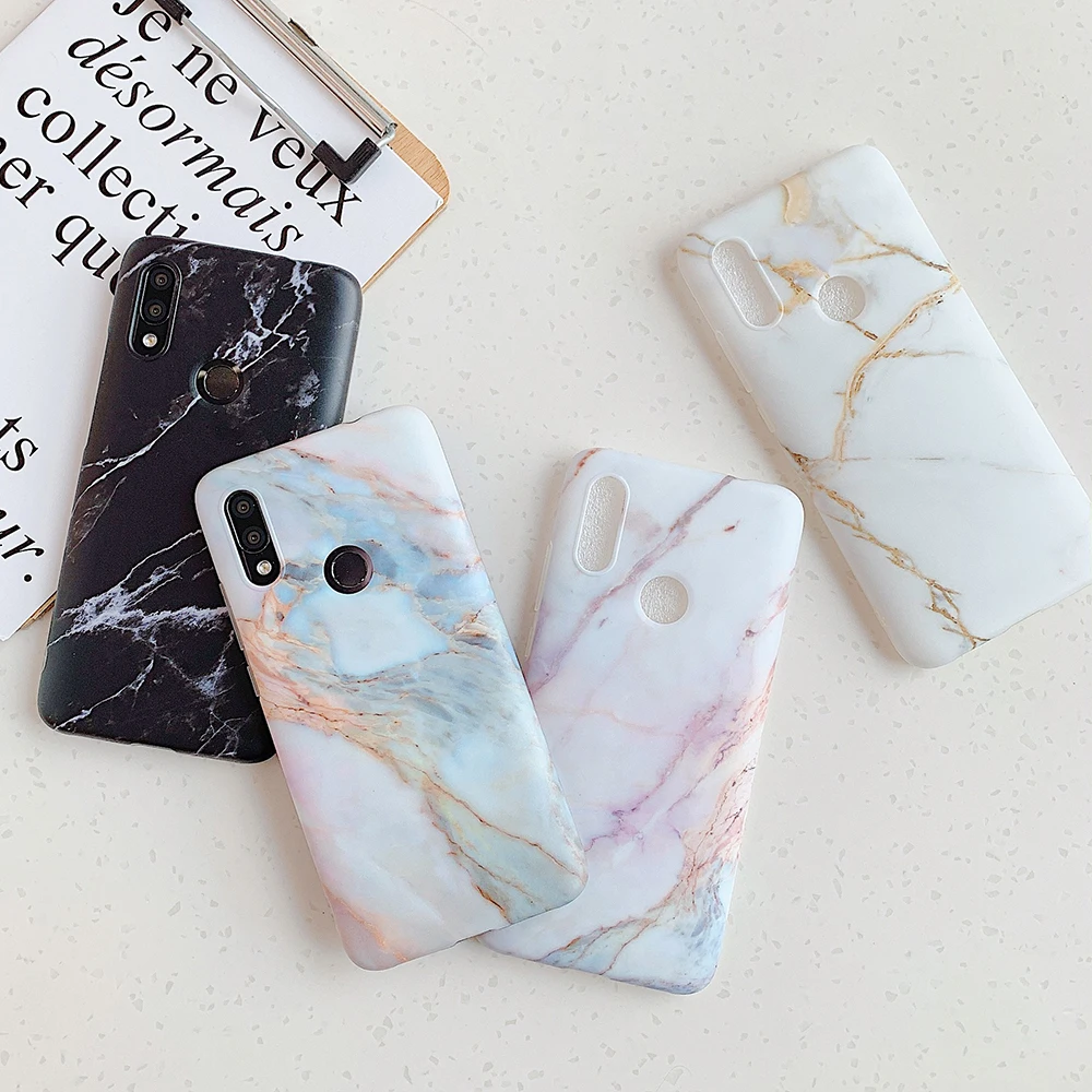 

Classical Cracked Marble Texture Phone Case For Xiaomi Redmi Note 7 8 Pro Matte Soft IMD Phone Back Cover Cases Gift
