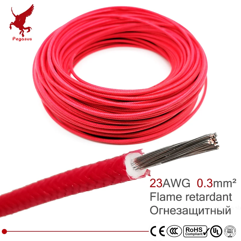 

23AWG 0.3 Square millimeter flame retardant power cable wire High temperature resistance Silicone Rubber Copper core glass fiber