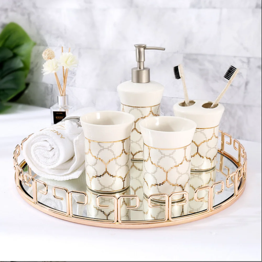 38 * 5cm Light Luxury Metal Mirror Trays Desktop Storage Decorative Serving Tray Food For Kitchen | Дом и сад