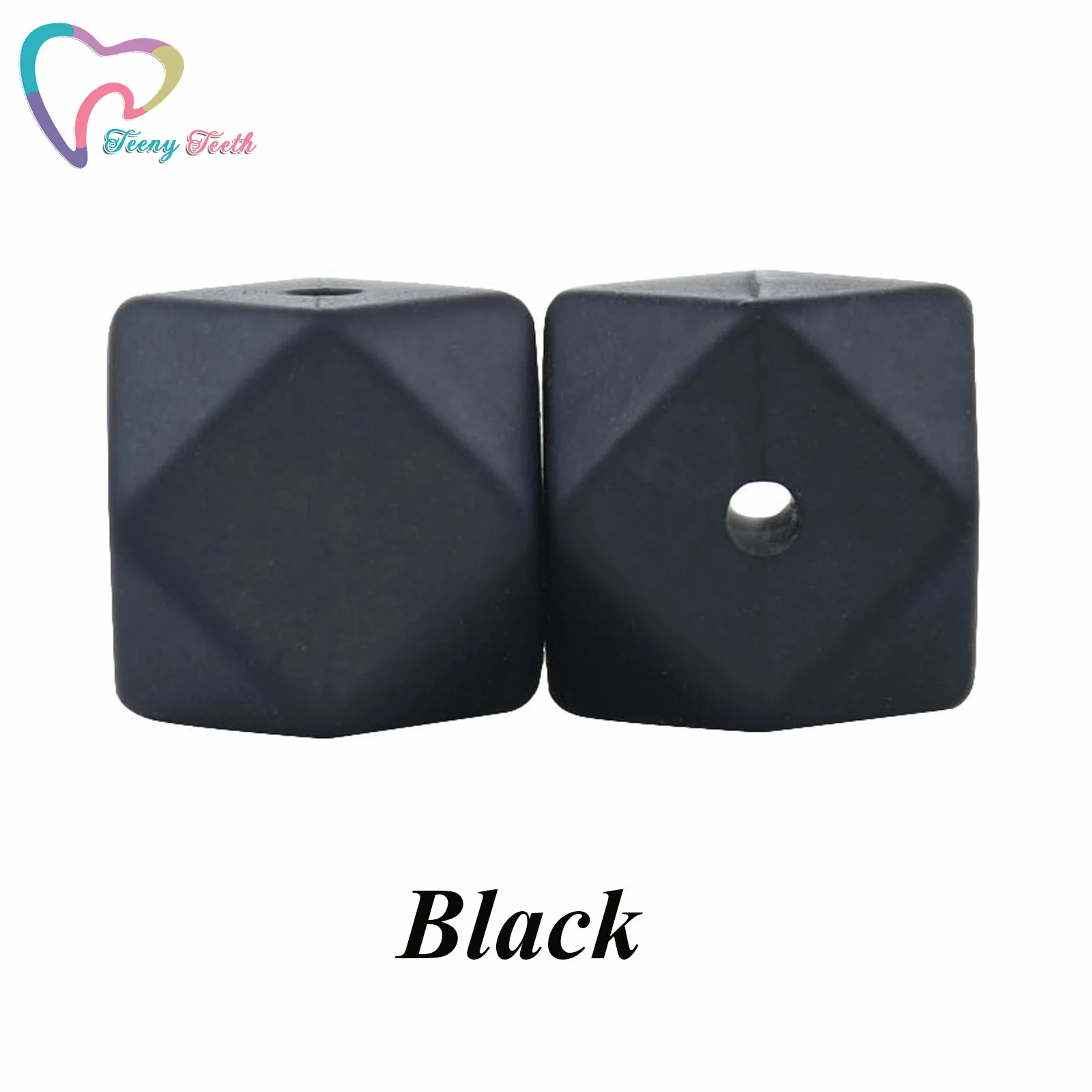 10 шт. черные шестиугольные Силиконовые бусы для прорезывания зубов Teeny Teeth 14-17 мм