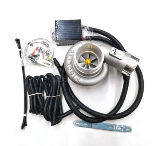 Universal 12V Electric Turbo Supercharger Kit Thrust Electric Turbocharger Air Filter Intake for car improve speed