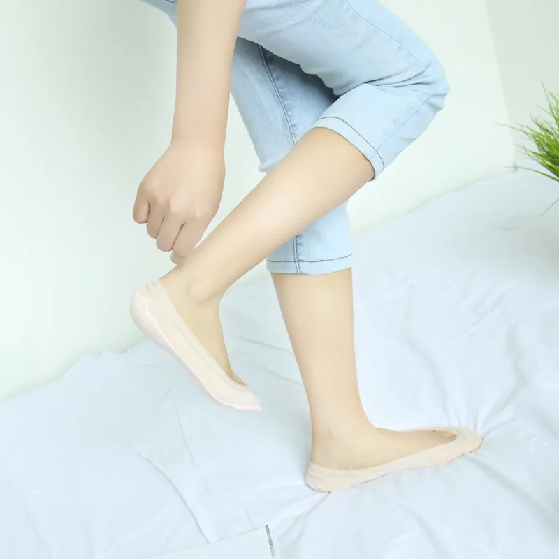1 пара носков женские бесшовные короткие носки башмачки корейские силиконовые