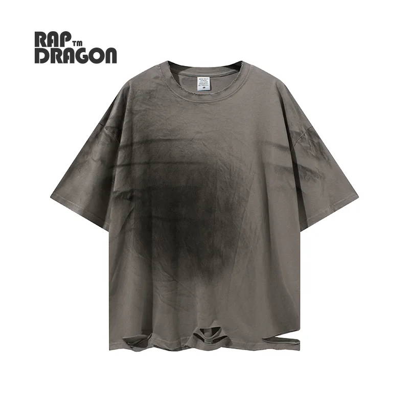 

Hip-Hop Men's T-shirt Streetwear Vintage Distressed Graffiti Tshirt Oversized Harajuku Round Neck Short Sleeve Summer Cotton Top