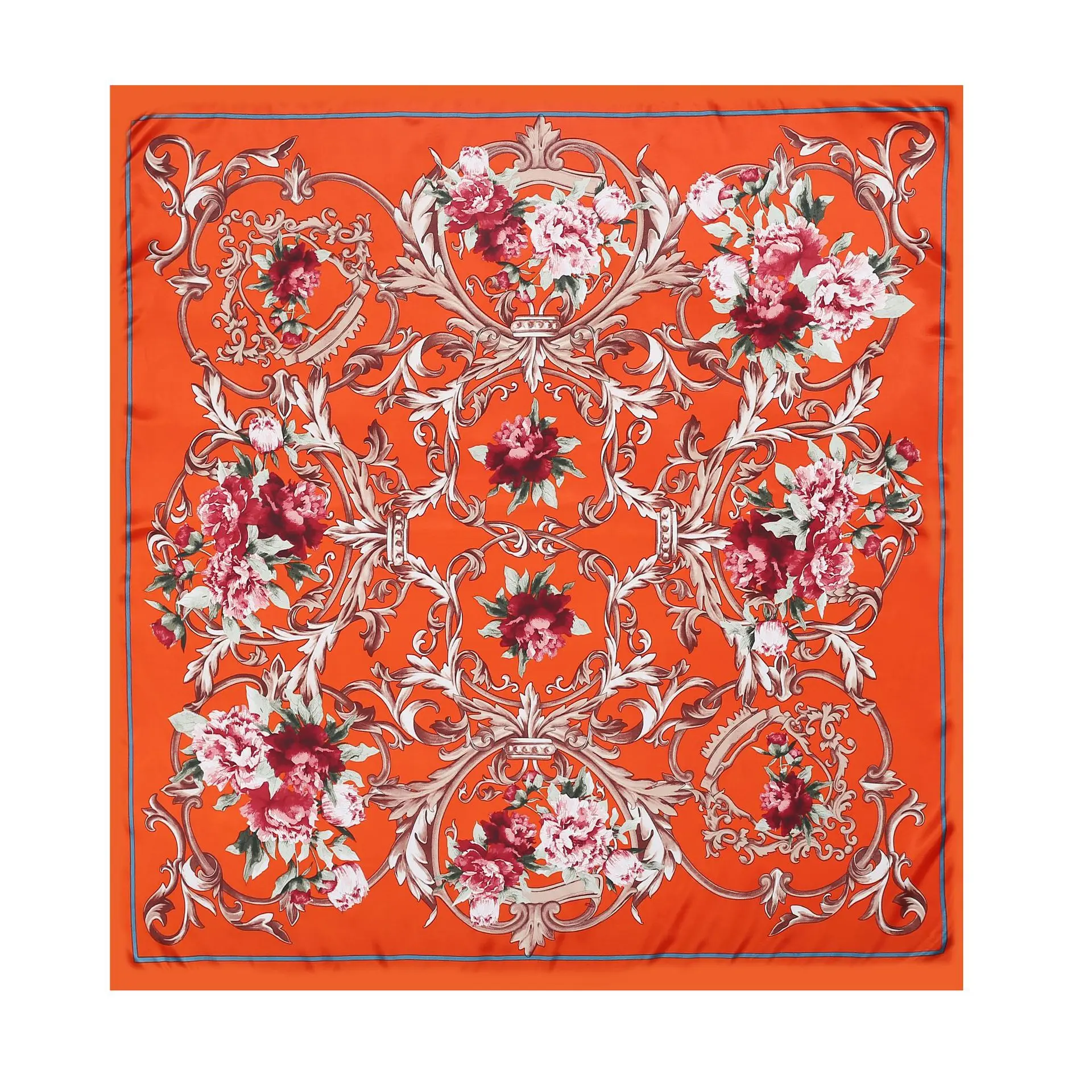 

2021 Classic Fashion Shawl New Satin Print Silk Scarves Cashew Totem Plant Flowers 90CM Generous Scarf Muslim Headscarf