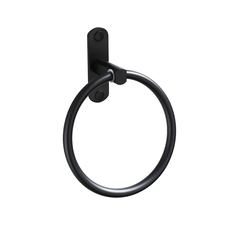

Nail free Black Towel Holder Towel Ring Round Wall Mounted White Towel Rack Towel Shelf Stainless Steel Bathroom Accessories