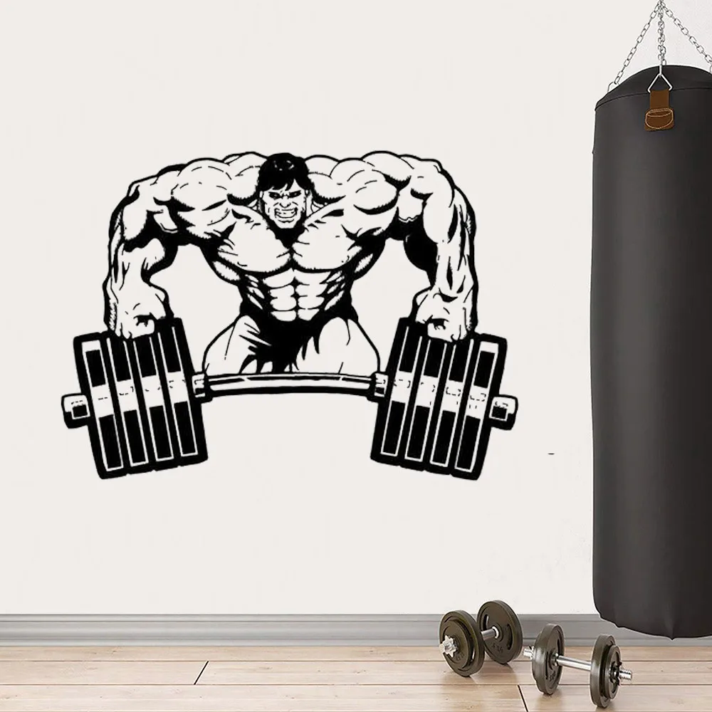 

Fitness Sticker Gym Crossfit Barbell Muscle Decal Wall Poster Sticker Parede Bodybuilding Gym Decor WL1076