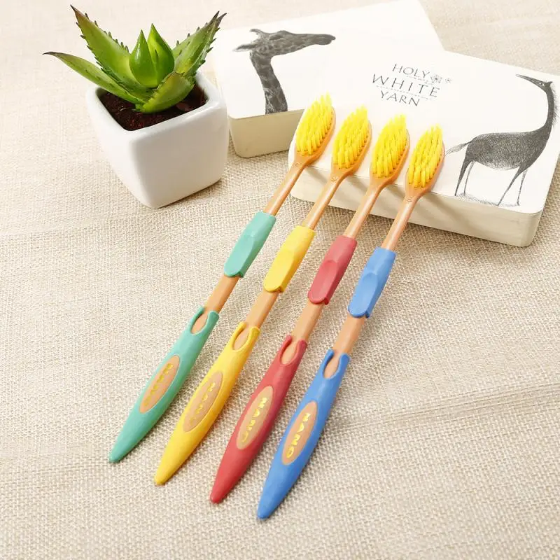 4 шт Мягкий двойной бамбукового древесного угля Зубная щётка Нескользящая