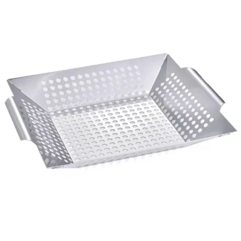 

Vegetable Grill Basket - Large Heavy Duty BBQ Grilling Wok Non stick Cooking Baskets Accessories