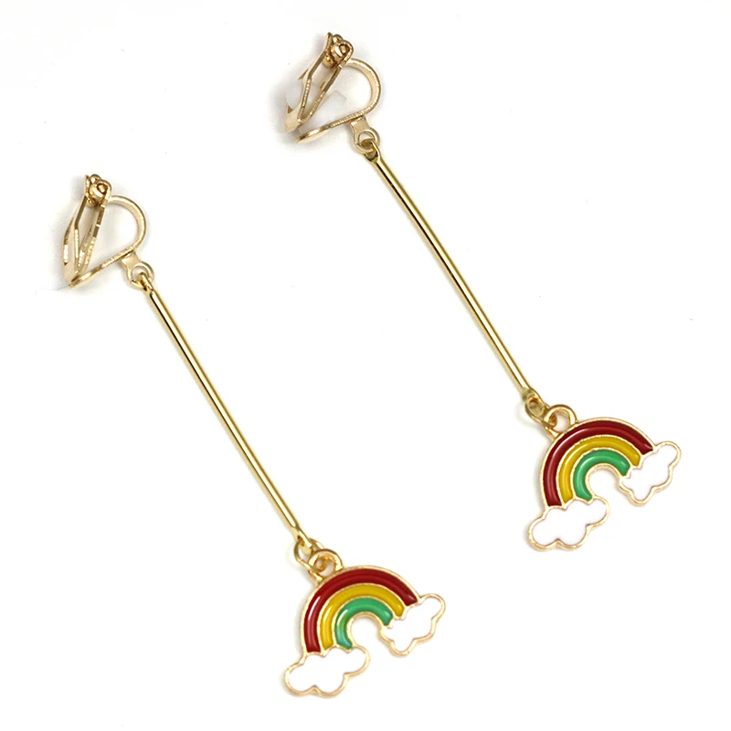 Клипсы с радужными облаками без пирсинга серьги-манжеты Радуга отверстий клипсы