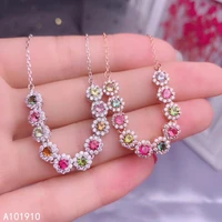kjjeaxcmy boutique jewelry 925 sterling silver inlaid natural tourmaline necklace womens pendant support detection popular