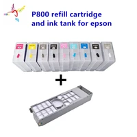 9pcsset t8501 t8509 80ml refillable cartridge with permanent chip and 1pc maintenance tank for epson sure color sc p800 printer