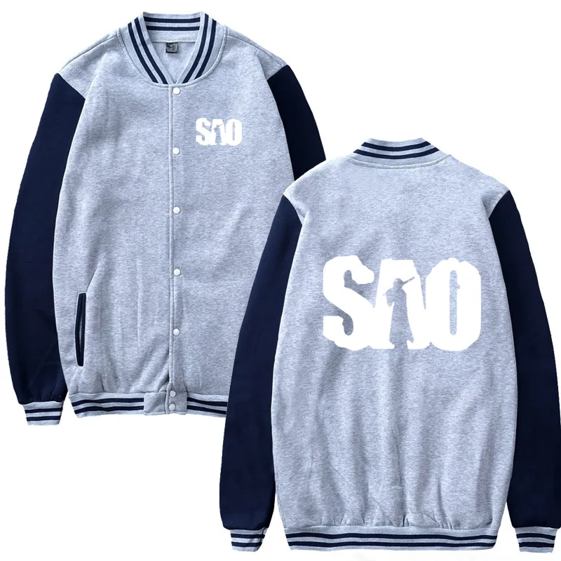 

2021 Mens Baseball Jacket SAO Sword Art Online Harajuku Sweatshirt Fleece Slim Fit jacket Tracksuit Male Casual Sportswear