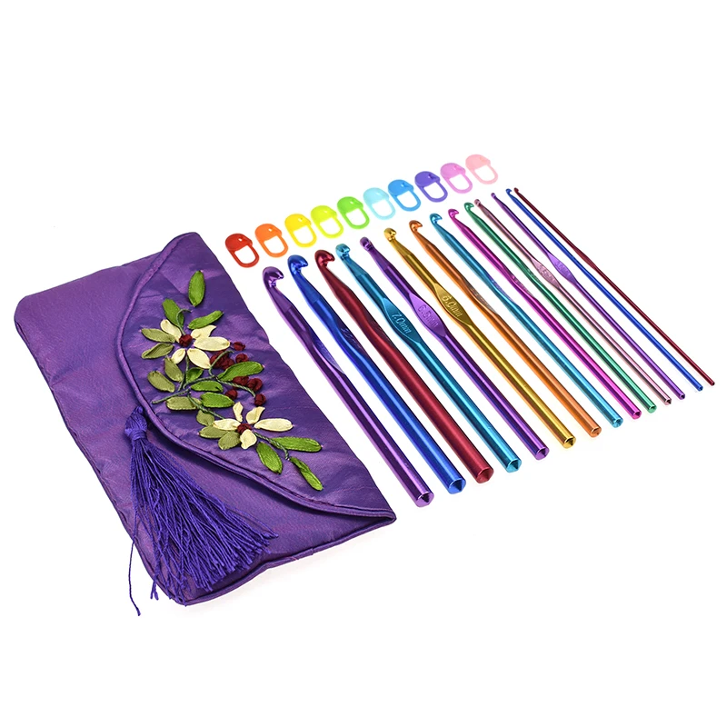 Набор алюминиевых вязальных крючков 14 разных размеров 2 0 10 мм|Швейные иглы| |