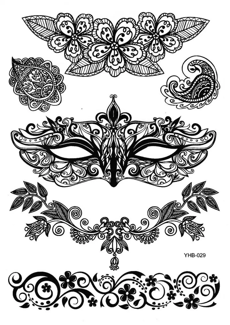 Дополнительные 4 стиля пикантные кружевные наклейки черная хна временная