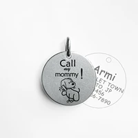 003 personalized pattern small pet dog id tag custom metal stainless steel round engraved tags for large dogs