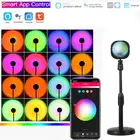 Проектор RGB с Wi-Fi и дистанционным управлением, лампа напольная с радужной проекцией, с ДУ через USB, для Alexa Google