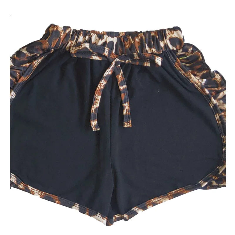 

Toddler Girls Summer Clothing Black Short Sleeve Leopard Print T-shirts+Shorts sets baby clothes kids clothing